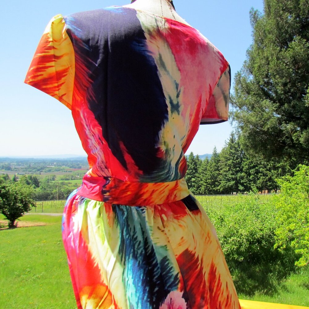 FESTIVAL MAXI DRESS,18, RED, YELLOW, GREEN, BLUE, PINK, WHITE, AQUA RESORT; PLUS - Picture 6 of 7
